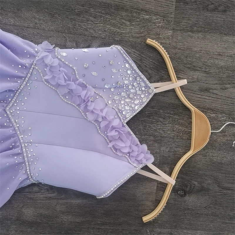 Profissional tamanho personalizado crianças meninas mulheres adulto moderno ballet desempenho wear lavanda lírica chiffon dança vestido trajes