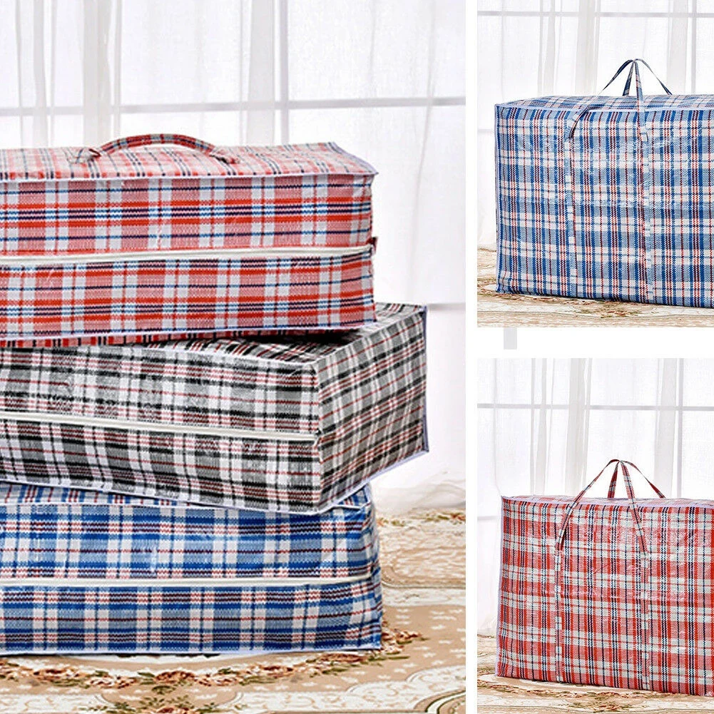 2024 New Waterproof Portable Storage Bags Classic Plaid Printing Large Capacity Quilt Clothes Oxford Organizer Home Storage Bag