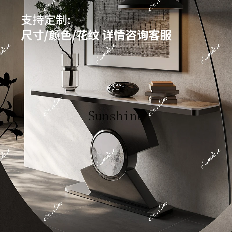 

The entrance door is facing the entrance platform, light luxury and high-end sense, modern simple entrance, rock slab case aisle