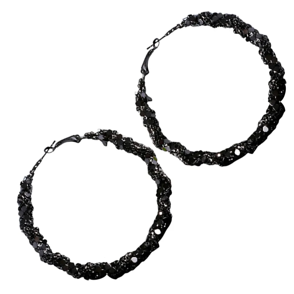 

Fashion Black Large Circle Hoop Earrings for Women Lightweight Dangle Metal Earrings Trendy Statement Jewelry Minimalist Design