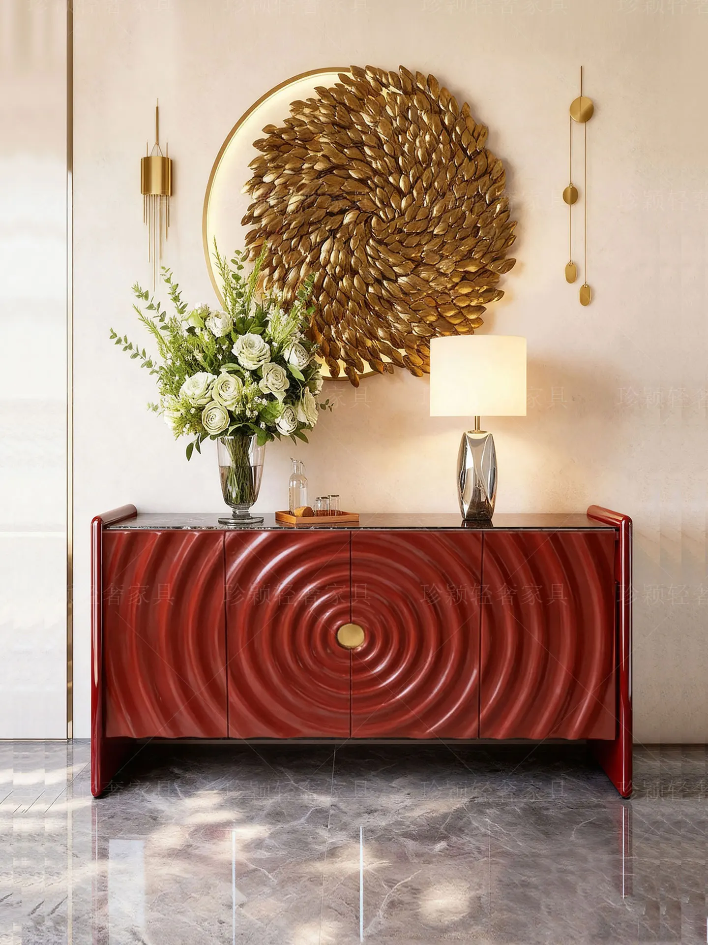 Light luxury entrance modern simple locker, natural luxury stone dining side foyer shoe cabinet
