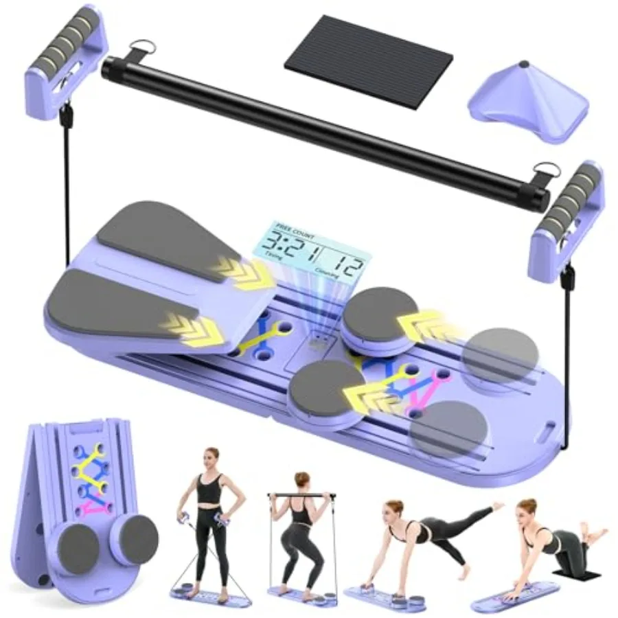 

Foldable Pilates Board for Home Workout - Portable Pilates Reformer Machine for Women - 7 in 1 Multifunctional Pilates Reformer