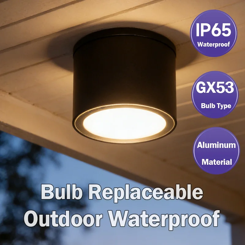 Outdoor Waterproof IP65 LED Downlight 3 Colors GX53 Spotlight Aluminum Ceiling Light Pin Lamp For Bathroom Balcony Corridor
