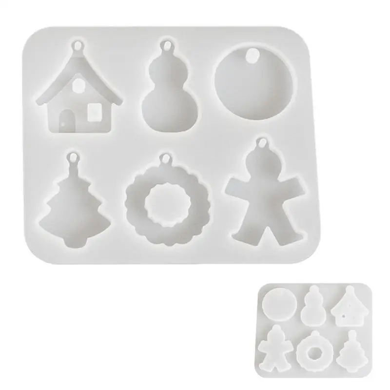 

Christmas Silicone Molds Plaster Ornaments Crafting Kit Reusable Non-Stick Silicone Mold Handmade Ornament Molds with Hangable