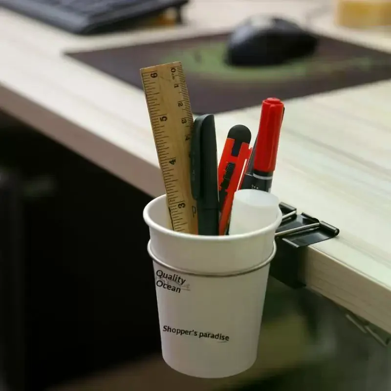 Metal Table Cup Holder With Clamp Clip On Anti-Spill Table Cup Holder Water Bottle Holder For Workplace Pencils Cups