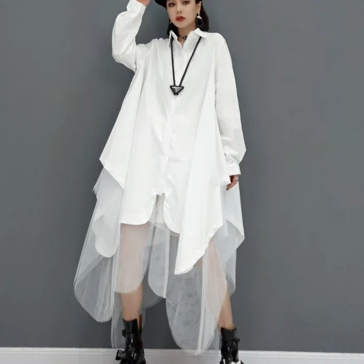 Wholesale European 2022 Summer and Spring New Fashion Shirt Wild Casual Chiffon Women's Clothing Solid Color Women's Dress