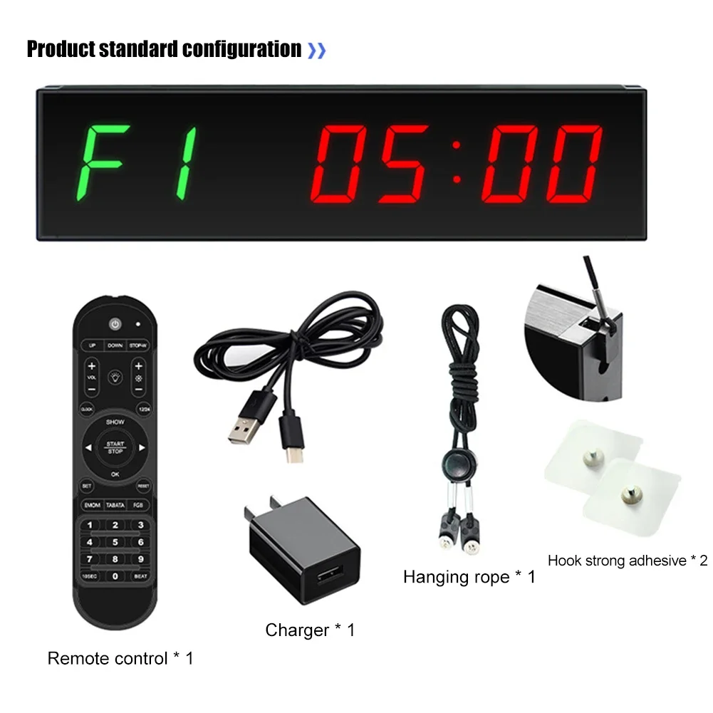 Digital Countdown Clock Stopwatch Aluminum Alloy Fitness Timer Wall Mounted LED Timer Clock With Remote for Competition Training