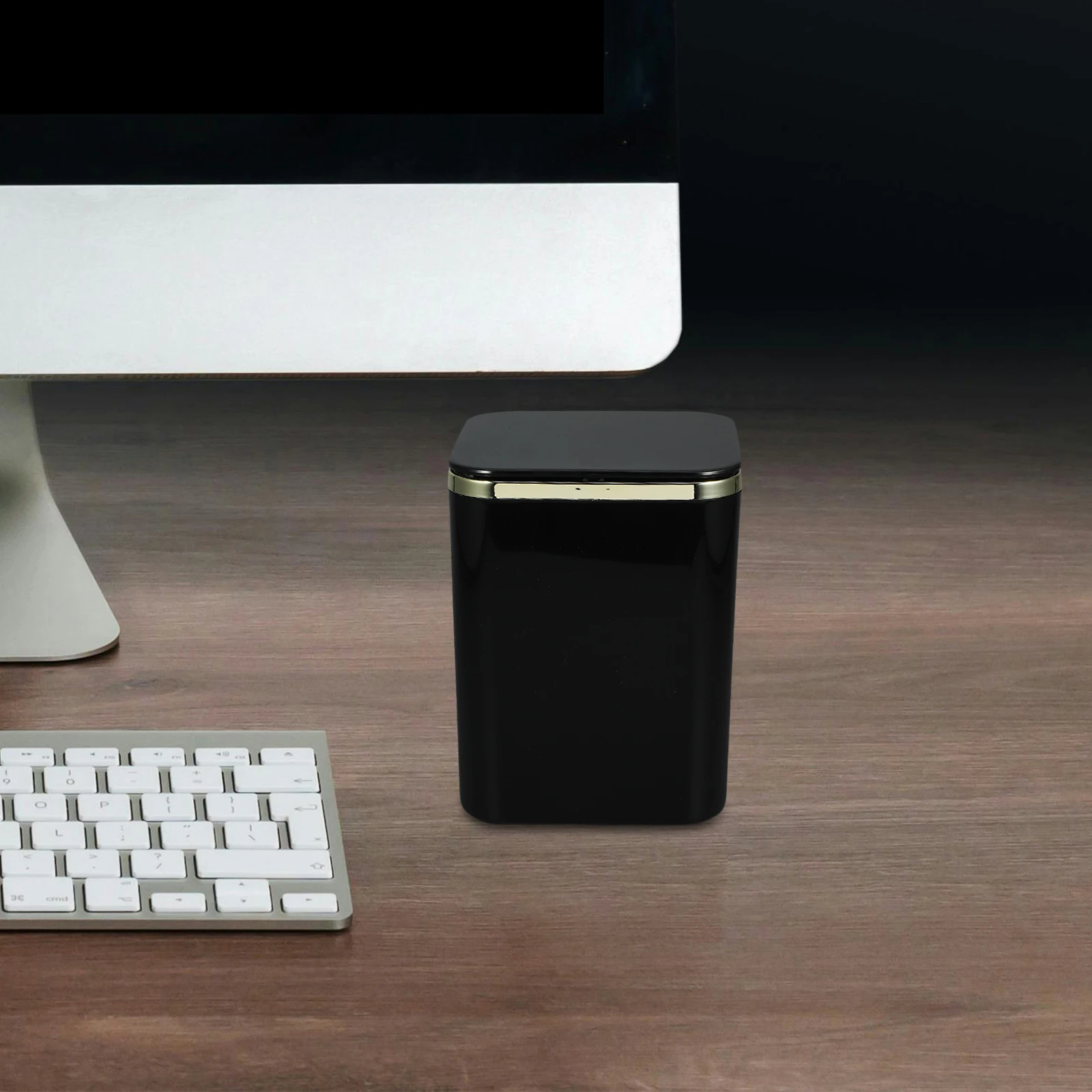 

Mini Waste Bucket White ABS Desk Bin Multi-use Pen Holder Tiny Trash Can with Lid Office Organizer Small Garbage Bin Desktop
