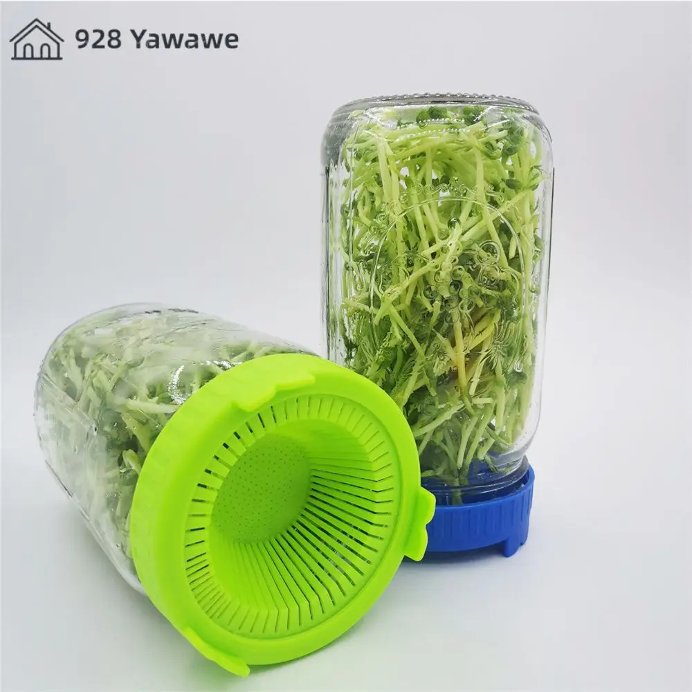 Wide Mouth Plastic Mason Jar Germination Cover Water Culture Flowerpot Germination Tool Quick Drainage And Easy Storage