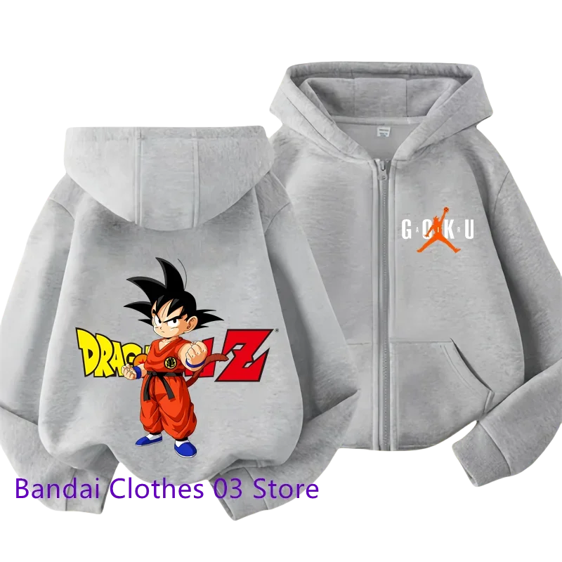 Anime Dragonball Kids Zipper Hoodie Cartoon Goku Print Autumn/Winter Long-sleeved Sweatshirt Boys And Girl Casual Jacket Top Fo