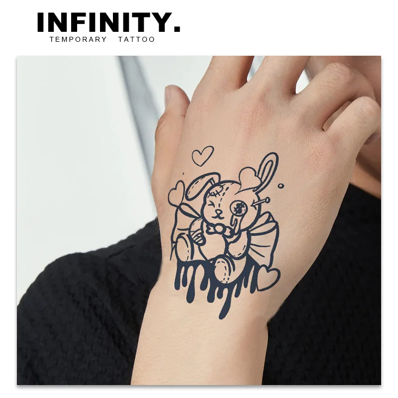 Cartoon rabbit temporary tattoo sticker, waterproof magic tattoo, lasts to 8-15 days fake tattoo, semi permanent tattoo