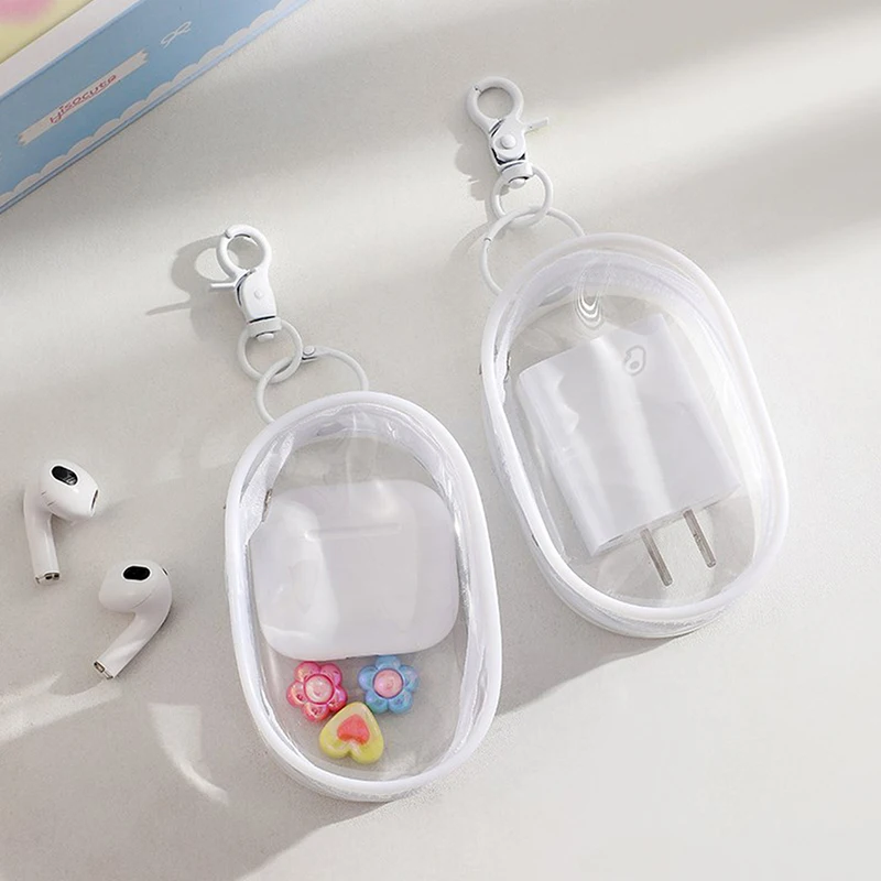 Transparent Storage Box Pouch Keychain Cute Cartoon Doll Display Dustproof Organization Blind Box Doll Storage Box Gifts