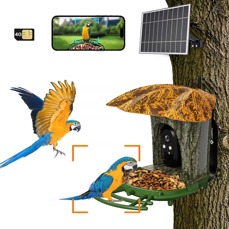 Smart Bird Feeder with 2K HD Camera, Bird House with Hummingbird Feeder, Auto Capture Bird Videos with 64g TF Card-WIFI