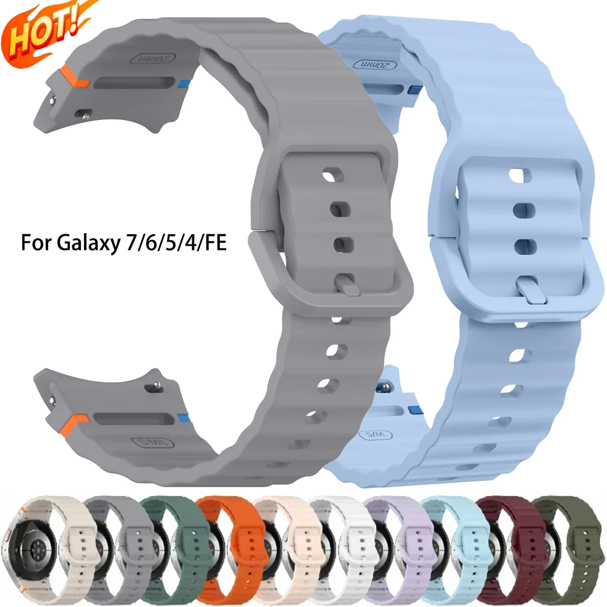 Original Sportarmband für Samsung Galaxy Watch 7/FE/5 Pro/6/4 Classic 44mm 40mm Silikonarmband Correa Galaxy Watch 7 Armband