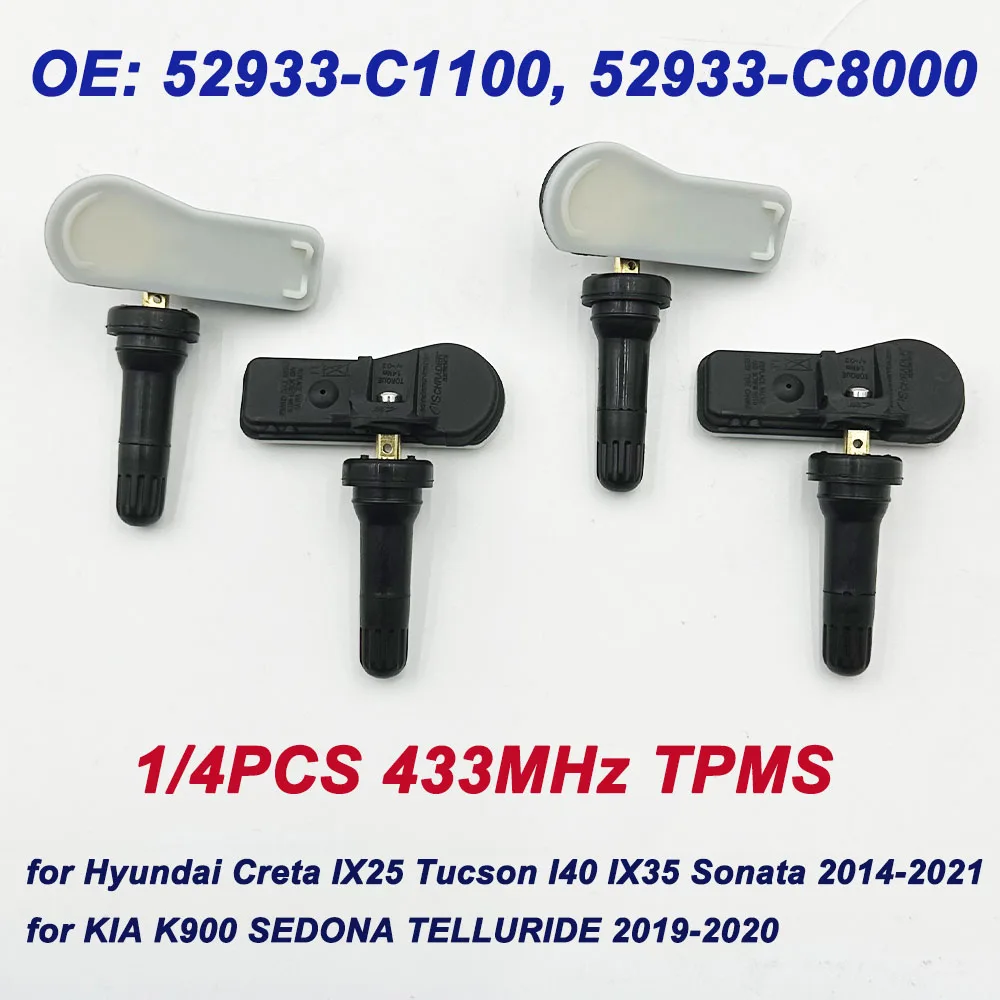 

NEW 1/4Pcs 52933C1100 52933-C1100 Tire Pressur Sensor 433MHz TPMS 52933-C8000 for Hyundai Sonata Tucson Santa Fe Kia 2015-2020