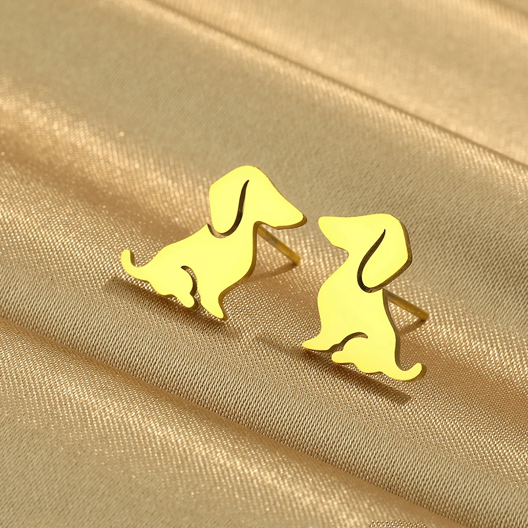 Todorova Cute Animal Dachshund Dog Stud Earrings Stainless Steel Earrings for Women Men Pet Jewelry Birthday Party Gift