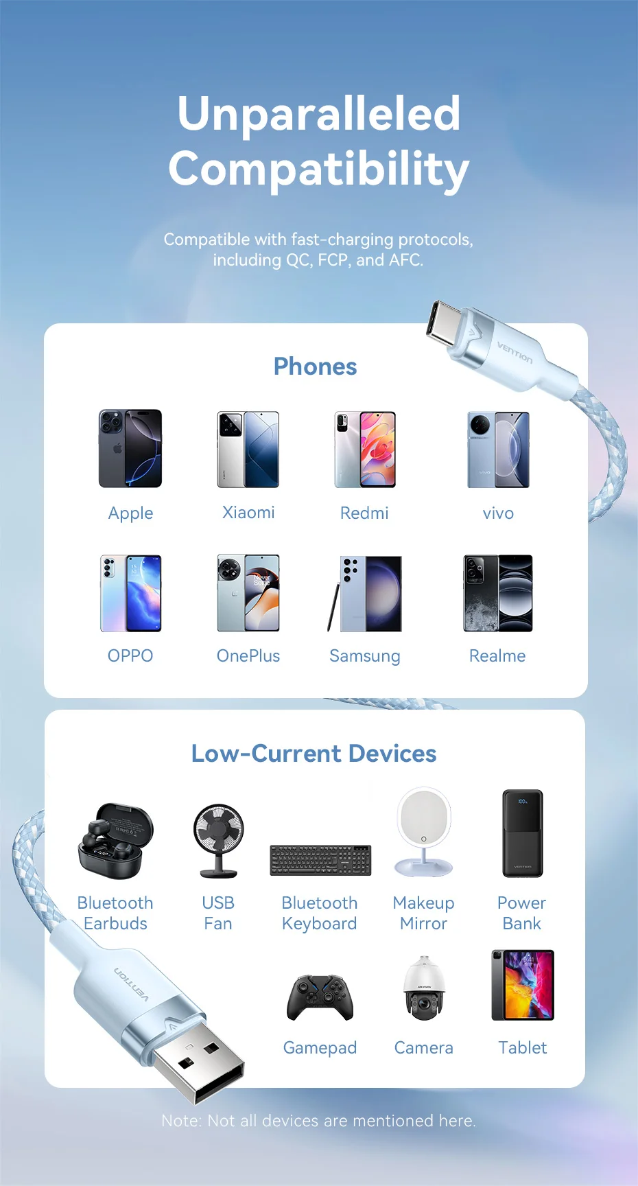 Vention USB C Cable 3A QC3.0 USB A to USB Type C Cable Fast Charging Cord USB-C Charge Wire Data for Iphone 17 16 Huawei Xiaomi