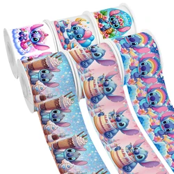 Disney Design Cartoon Stitch & Lilo Pattern Printing nastro in Grosgrain 5Yards per fiocchi per capelli fai da te Merry Party Dec Meterials