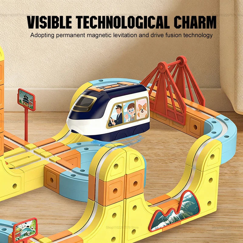 Elektrische Magnetische Bausteine Schienenfahrzeug Kinder-Zauberschienenbahn Labyrinth Lernspielzeug für Kinder Weihnachtsgeschenke