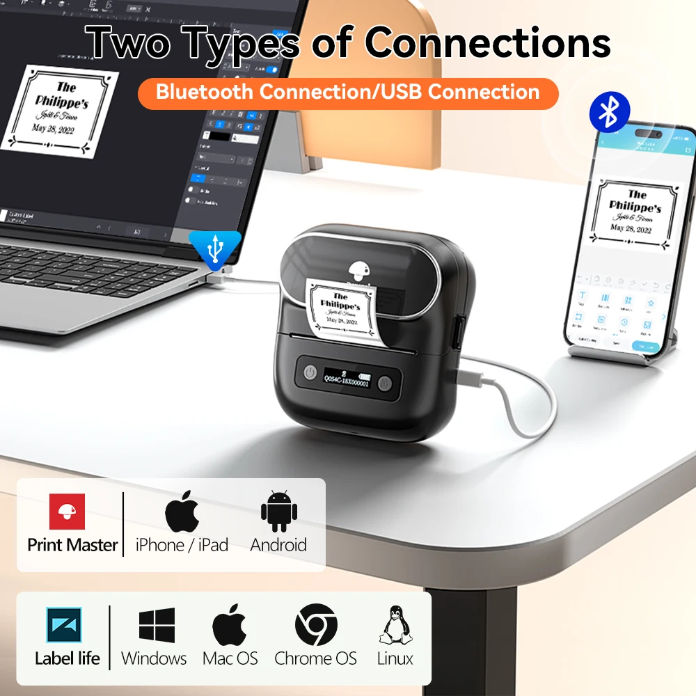 Phomemo M220 Portable Label Printer 20-75mm Wireless Bluetooth Thermal Label Maker Price Tag QR Code Barcode for Supermarkets