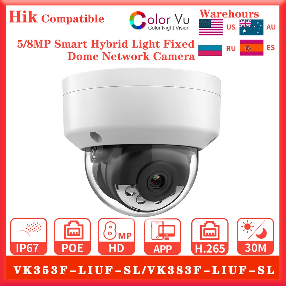 OEM 5/8MP Smart Dual-light Dome IP Camera For hikvision DS-2CD1143G2-LIUF OEM with MIC Human Vehicle Detection Security Camera