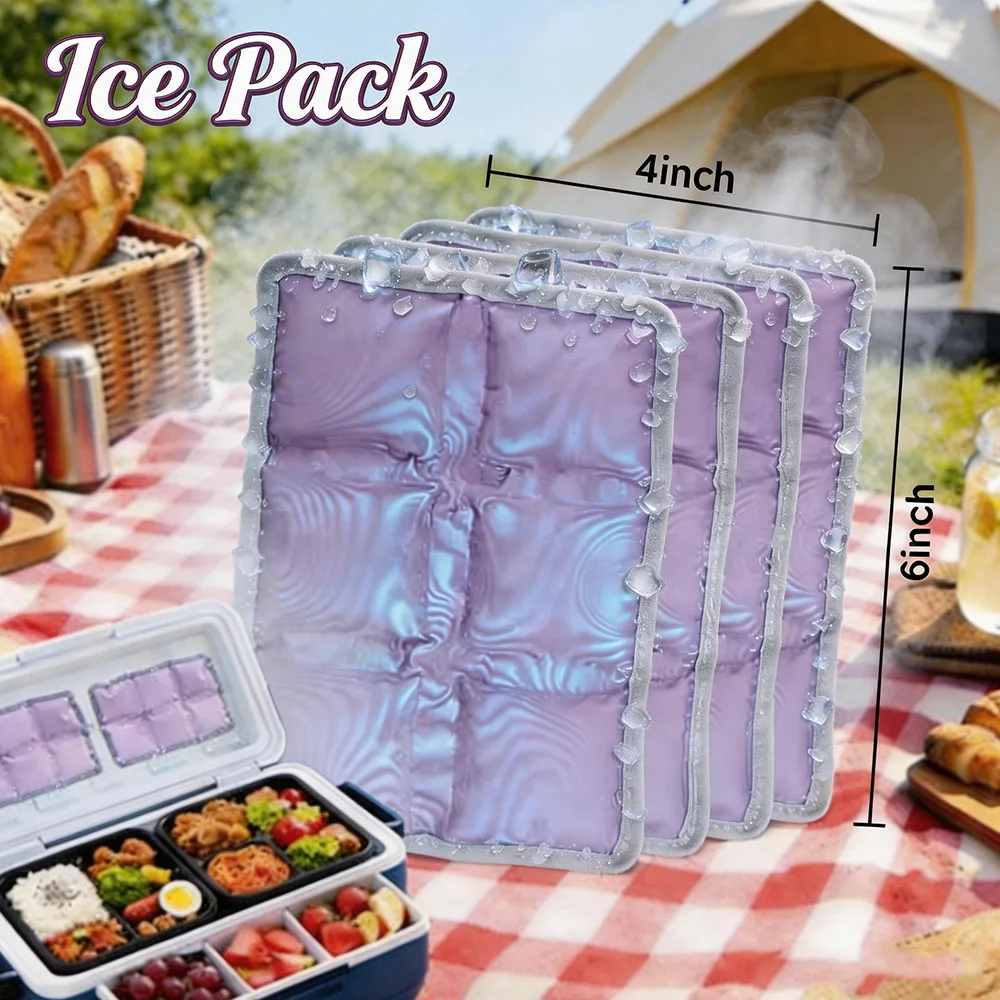 

4pcs Small Ice Packs For Lunch Boxes Slim Freezer Packs Leakproof Cold Gel Bags For Picnic School Camping Outdoor Activities