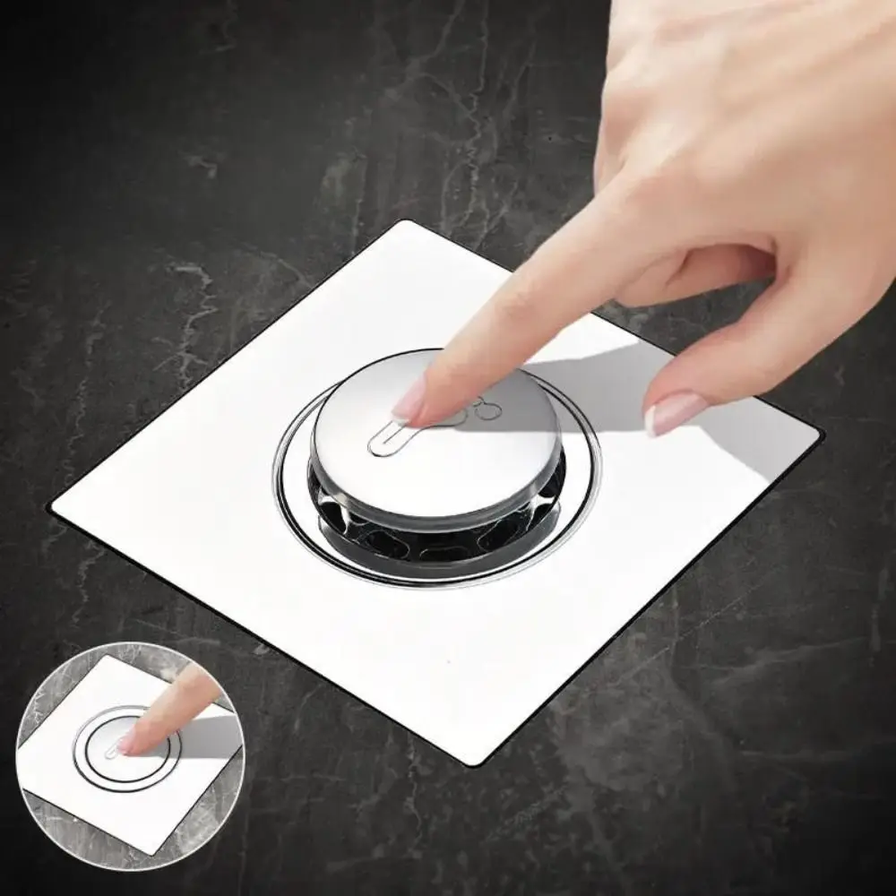 Universal Bathroom Floor Drain Stainless Steel Deodorizer Foot Operated Drain Drainage Bouncing Core Press Type Drain Household