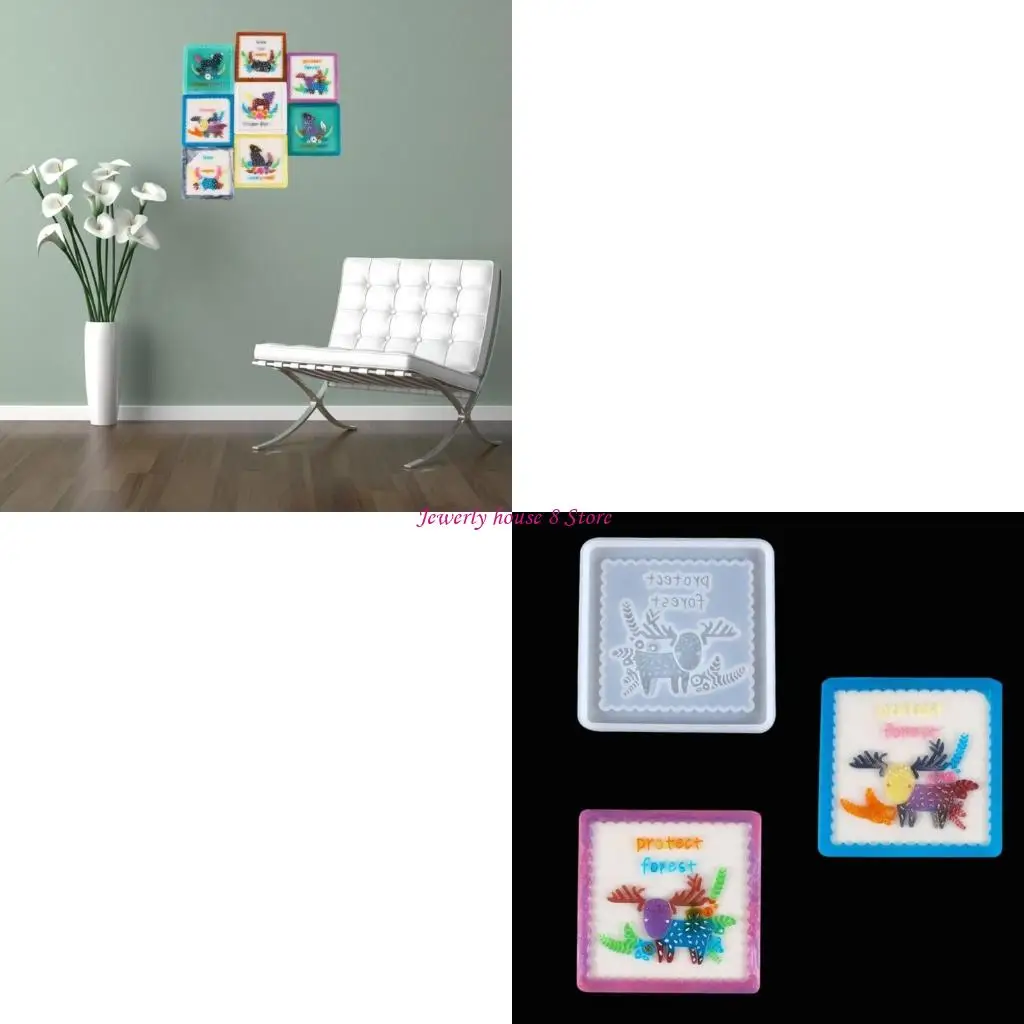 

Animal Coasters Silicone Mold Square Epoxy Casting Mold for DIY Craft Wall Decor