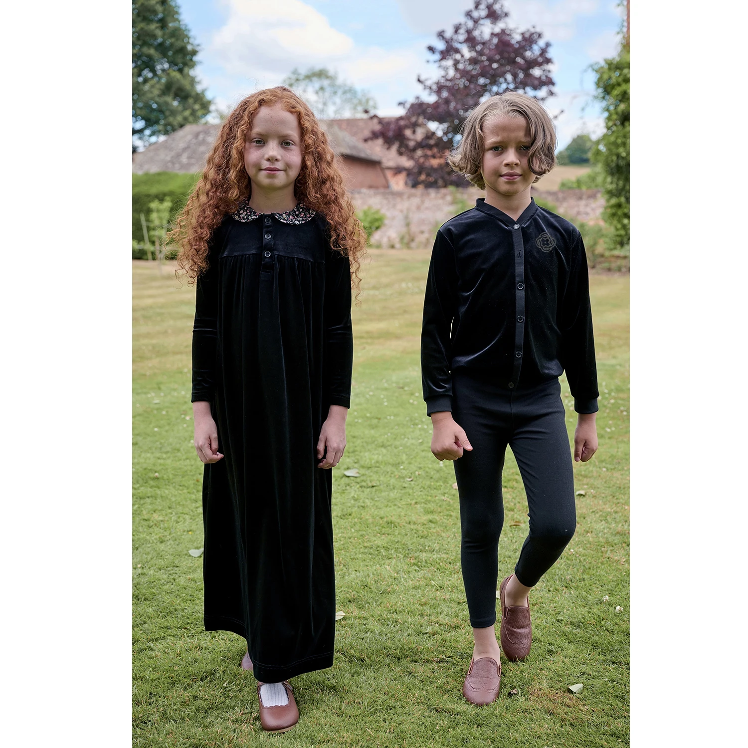 AS Velvet Collection AW25 Floral Collar Patchwork Maxi Dress Baby Romper Family Matching Boys Clothing Set