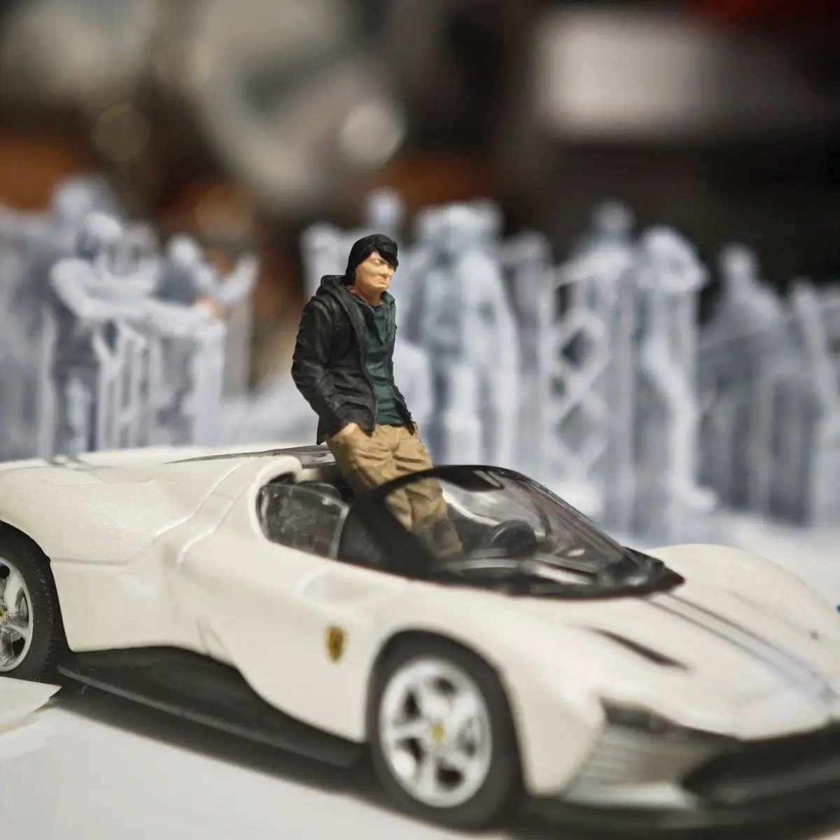 

1:64 Doll Diy Hand Painted Resin Static Fast Furious Paul Han Diorama Figure Han Paul