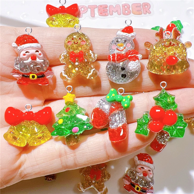 10 قطعة شجرة عيد الميلاد ثلج الغزلان السحر لصنع المجوهرات Kawaii الزنجبيل رجل جرس المعلقات الحرف Earring بها بنفسك القرط المفاتيح