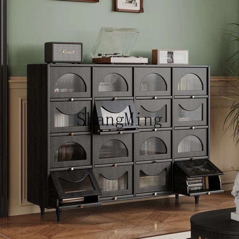 

ZYY retro solid wood dining side, kitchen cabinet storage, living room tea bucket cabinet, wall locker integrated