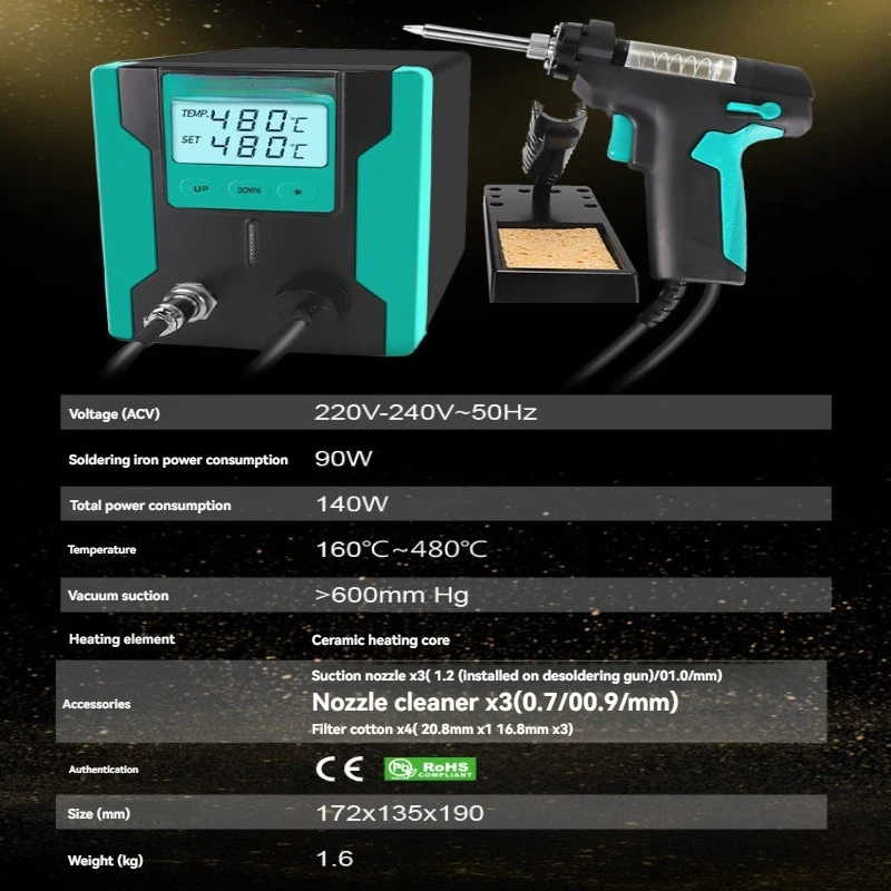 

Solder Sation Ss-331h Electric Automatic Soldering Iron Tin Remover Strong Tin Gun Disassembly Soldering Tin Gun Ss331