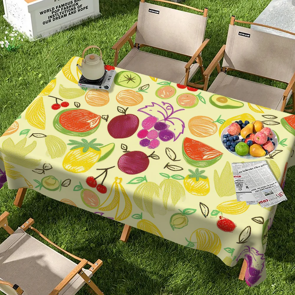 One tablecloth, hand-painted watercolor fruit and vegetable print decorative tablecloth -xzj