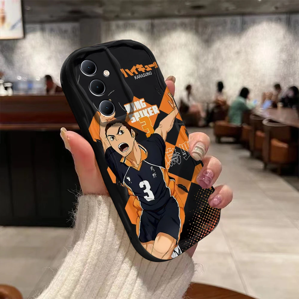 Anime Boy Volleyball Haikyuu 3D Wave Phone Case For Samsung Galaxy S24 S23 S21 S20 FE Plus Ultra 4G 5G Soft Silicone Back Cover