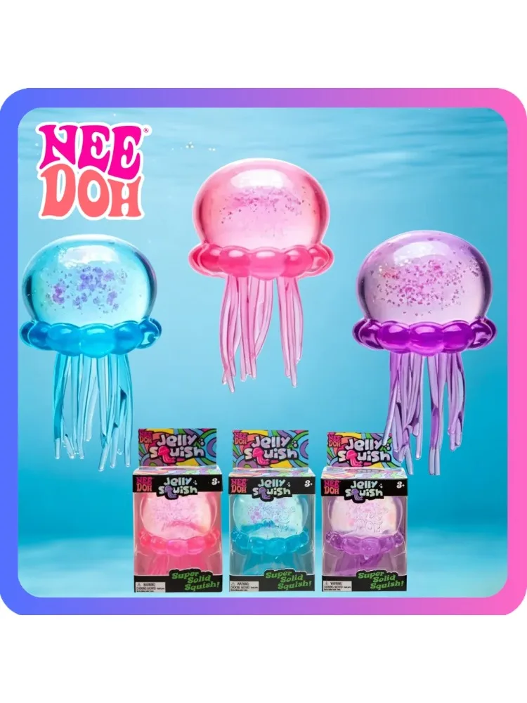 Needoh Fuzz Ball Jellyfish Squishy Blind Box Zufällige Farbe Weiches Stressabbau-Spielzeug Niedliches Entspannendes Quetsch-Sensorik-Spielzeug