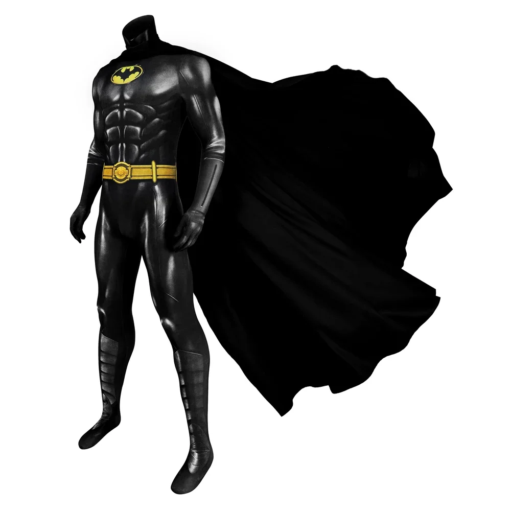 Superheld Bruce Wayne Cosplay Kostuum Mannen Bat Jumpsuit Print Halloween Carnaval Fitting Pak Bodysuit Cape Party Kleding