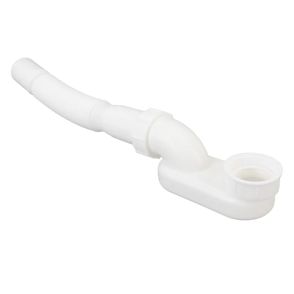 1-1/2 Inch Bathtub Drain Pipe Plastic Material Low Profile Shower Drain Pipe Expandable Design Flexible Pipe P Trap Kit