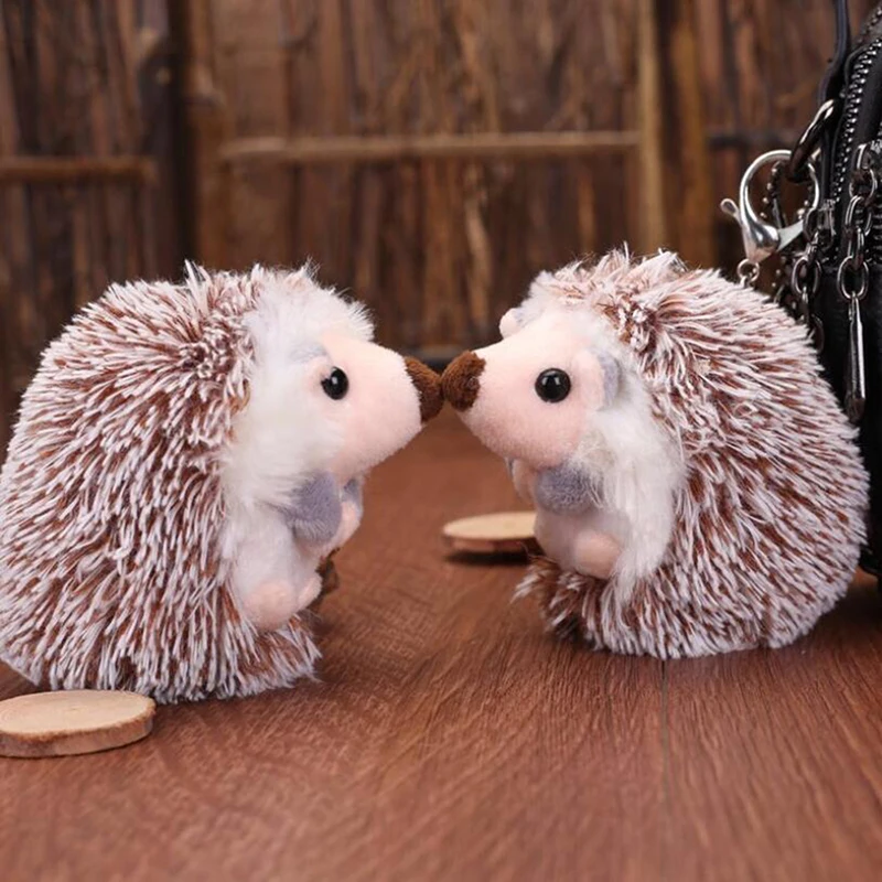 Cute Plush Pompon Hedgehog Animal Keychain Bag 10cm Mobile Phone Pendant Keyring