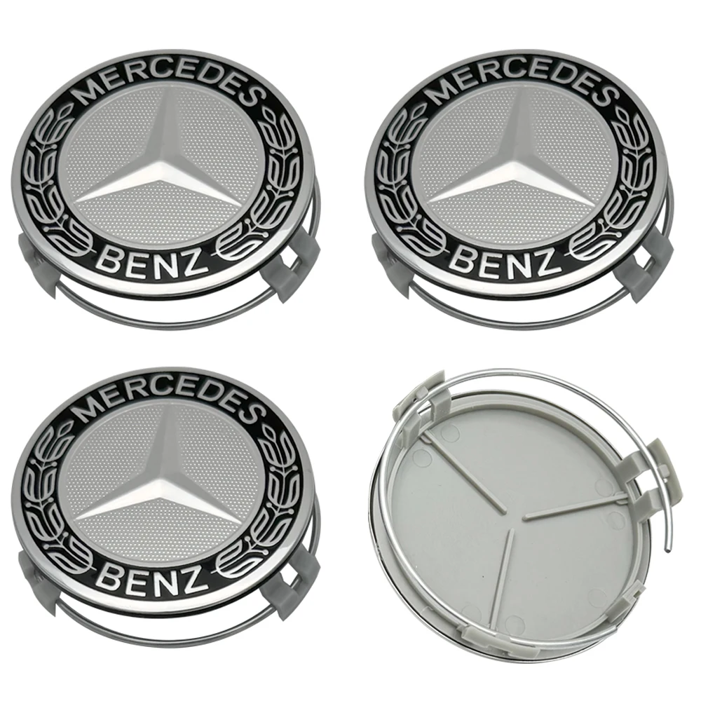 ABS 4pcs 75mm Mercedes Wheel Center Caps For W176 W177 W203 W204 W205 W206 W212 W213 W214 W211 W223 W222 W222 W223 W246 W247