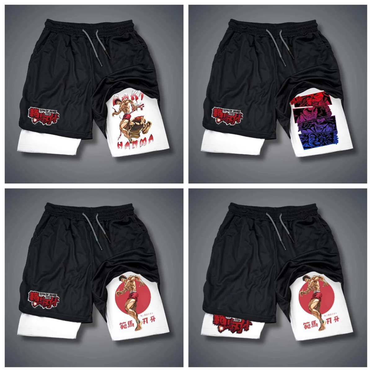 

2025 Summer Hot-selling Animation Personality Trend Y2k Sportswear Gym 3D Printing Double-layer 2-in-1 Sports Fitness Shorts