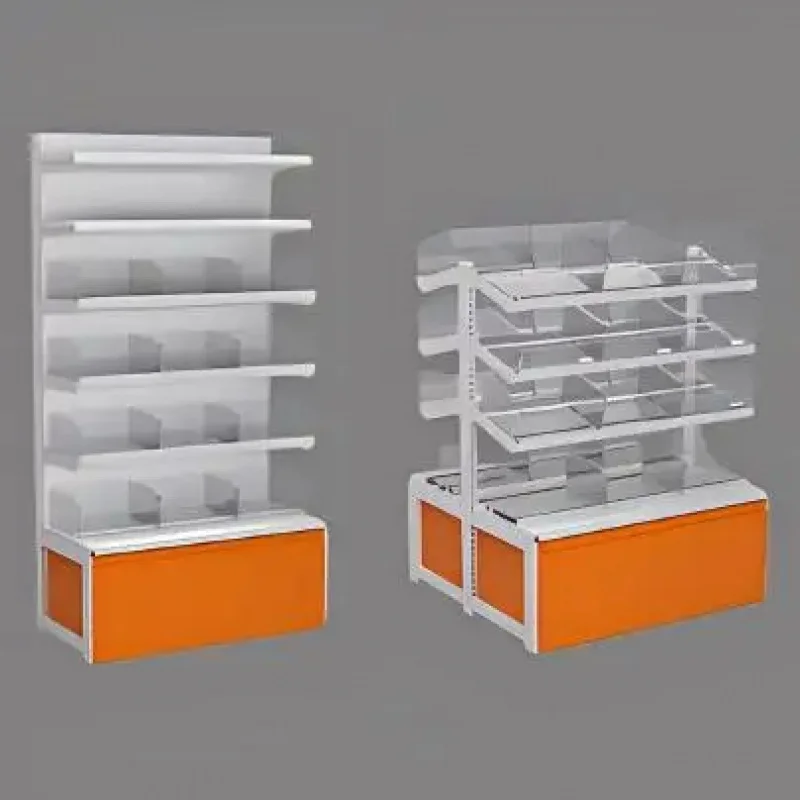 custom.Multi-layer Bulk Snack Shelves with Cabinet, Convenience, Supermarket Island Display Racks, Cabinets