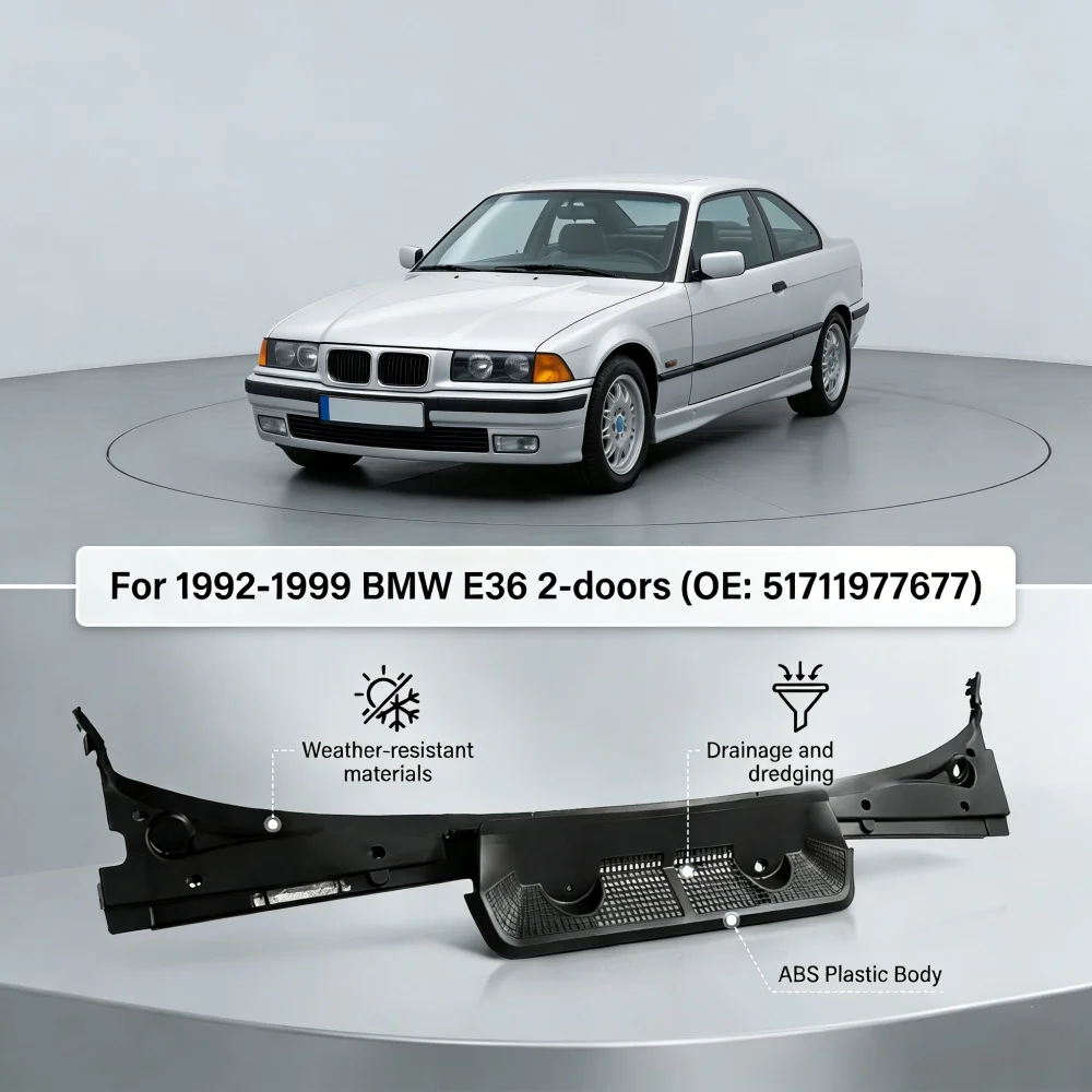 Windschutzscheiben-Wasserabweiser, perfekte Passform für 1992-1999 BMW E36 2-Türer, Windschutzscheibenwischer-Abdeckung, Lüftungsgitter, Kühlergrill-Panel 51711977677 – Detail 1