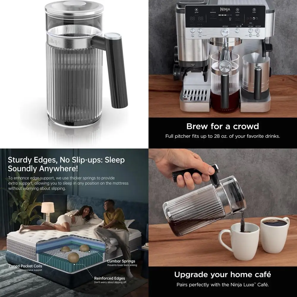 

Luxury 28 oz. Espresso and Coffee Shareable Pitcher, Glass Carafe for Hot or Iced Beverages, Espresso Machine Accessory