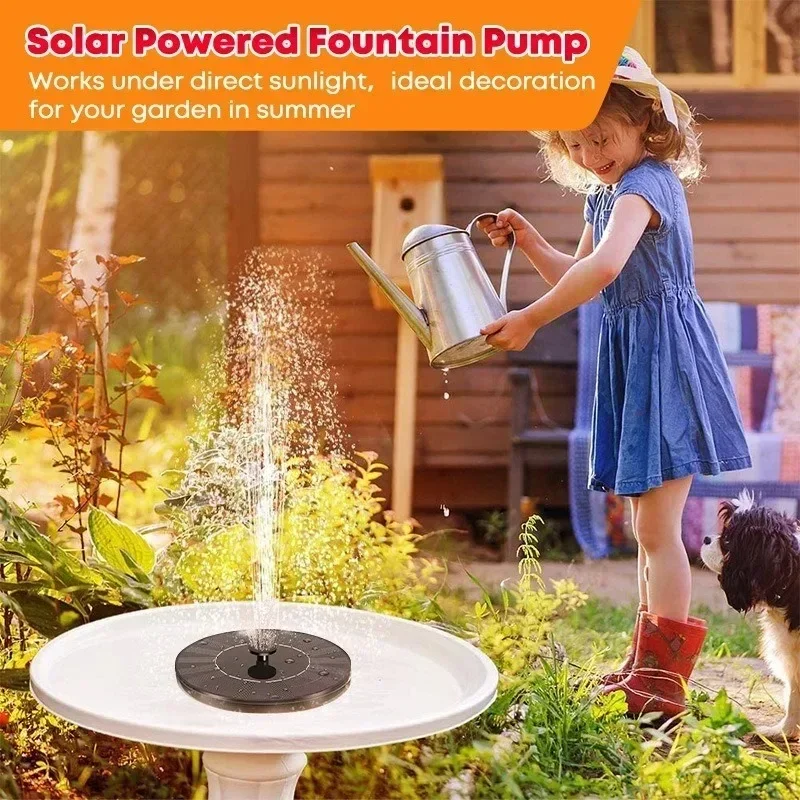 2.5W Solar Bird Bath Fountain, Solar Fountain Pump for Bird Bath with 6 Nozzles, Solar Powered Water Fountain for Garde