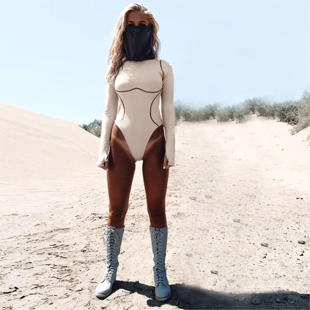 Roupas Femininas Sexy Novo Macacão de Manga Longa com Decote Redondo, Bodysuits em Estilo Simples, Versátil e Elegante