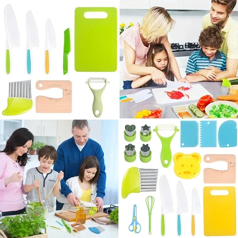 Kids Cooking Cutter Set Kids Knife Toddler Cutter Plastic Cake Fruit Knives Children DIY Peeler Tools Kitchen Accessories view 4