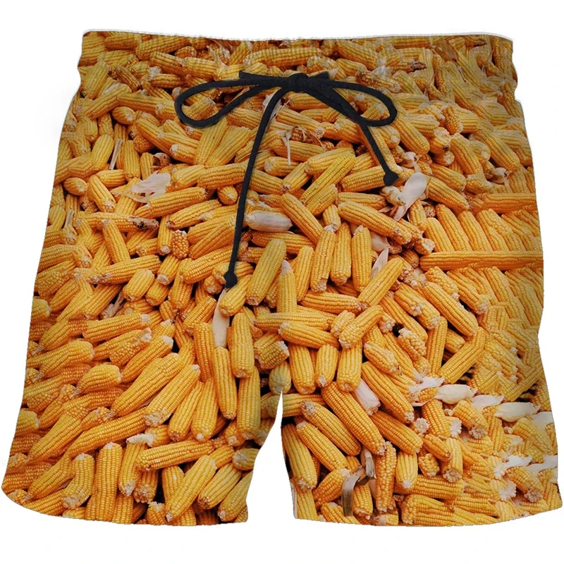 Farm Corn Print Boardshorts für Männer, Humorvolle Grafik, Hip-Hop-Street-Beach-Shorts, Sommer-Outdoor-Sport, Lässige Herren-Kurzhose – Detail 4