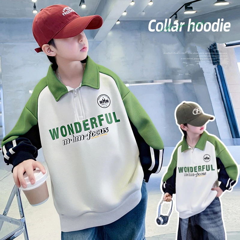 

Fashion Children Long Sleeve Cotton Polo Shirt for Teen Boy Letter Print Spring Autumn Clothing Kids Casual Polo T-shirt 4-14Y