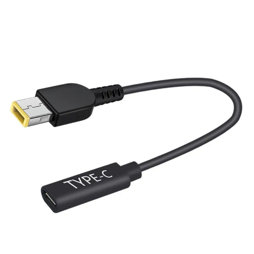 레노버 노트북용 USB-C 암컷-스퀘어 슬림 팁 케이블, C타입 PD 충전기 전원 코드, 65W 90W 요가 2 프로 13 씽크패드